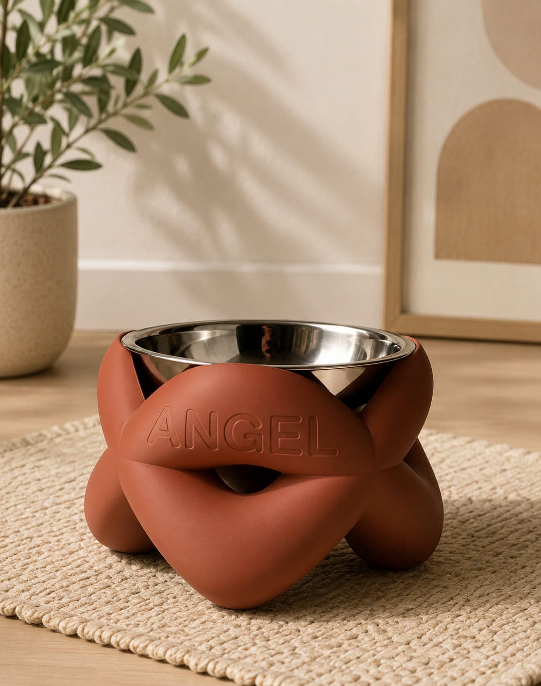 Ergonomic Pet Bowl — The same design in a living room