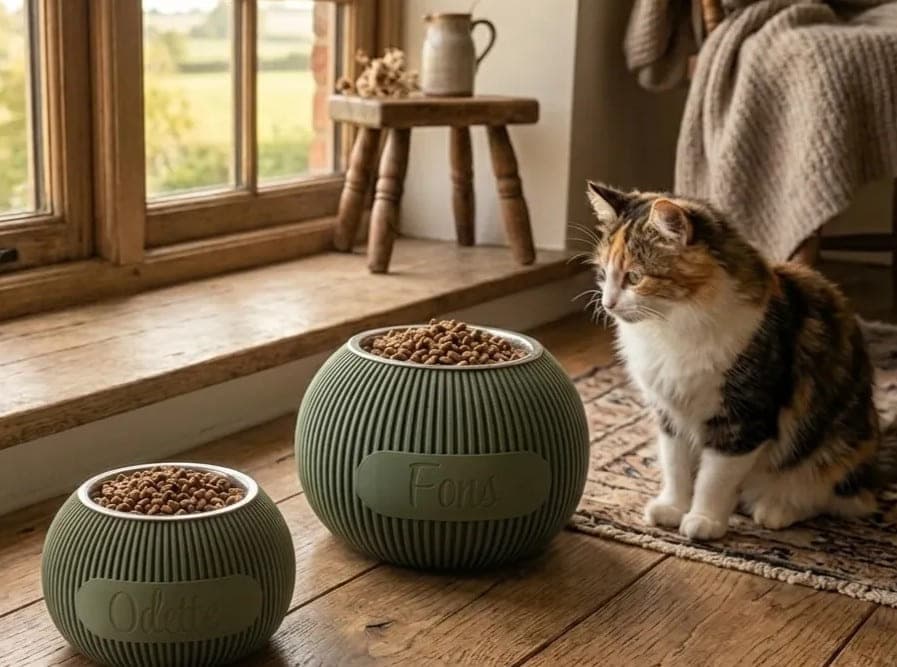 Ergonomic Pet Bowl — Two sizes side by side